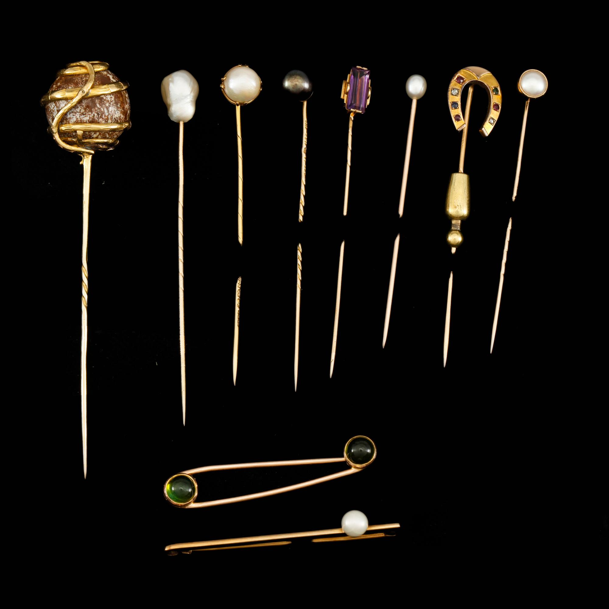 PARTI SMYCKEN, 18k och 14k guld. Sverige, 1900-tal. Totalvikt 23,3 resp 5,7g.