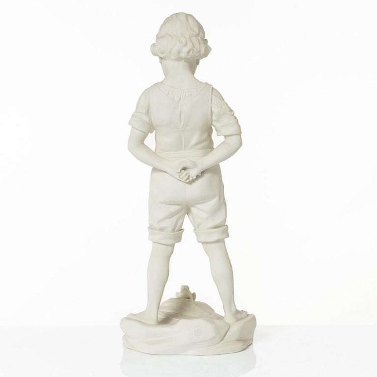 A biscuit porcelain sculpture, 'Pojke med groda', Gustafsberg 1913.