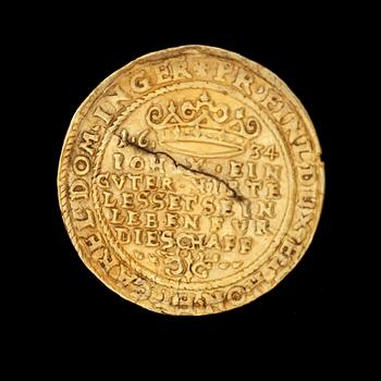 DUKAT, guld, Gustav II Adolf, Erfurt, Tyskland, 1634. Vikt ca 3,5g.
