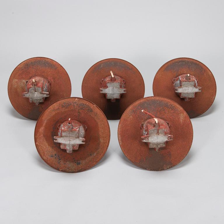 Paavo Tynell, five mid-20th century '2623' wall lights / outdoor lights for Idman.