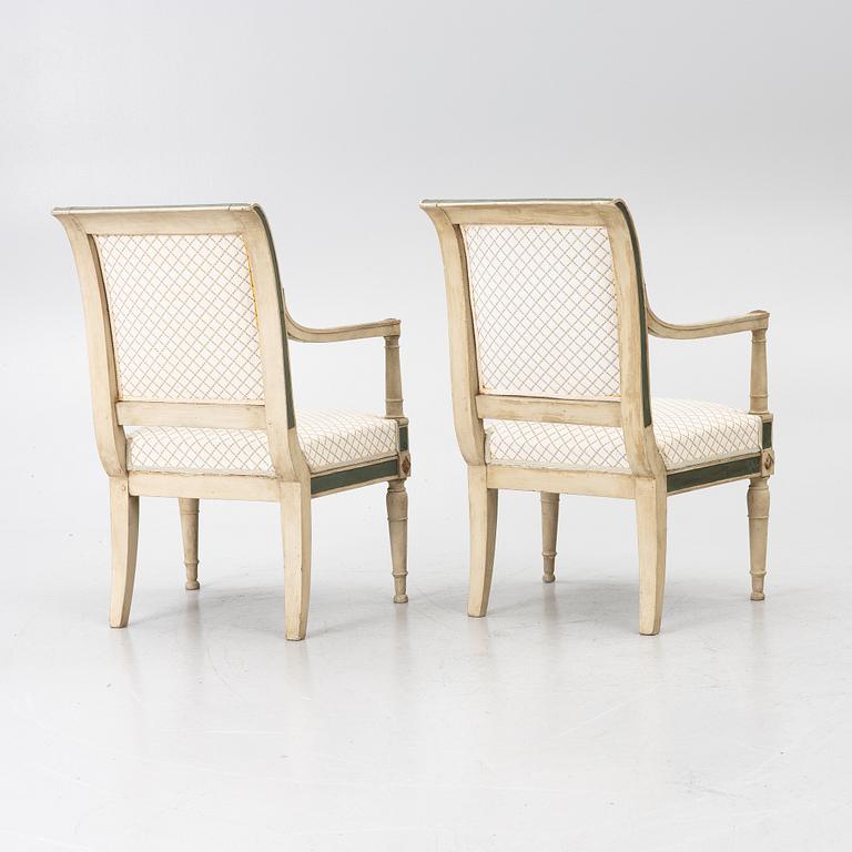 A pair of armchairs, Directoire, France, late 18th Century.