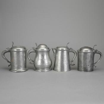 STOP, 4 stycken, tenn, bla Nicklas Anström, Växjö, (1817-1844).