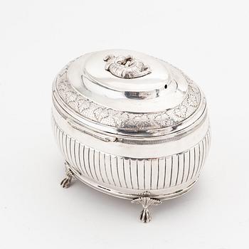 A Swedish silver sugar box, mark of Johan Daniel Blomsterwall, Gothenburg 1829.