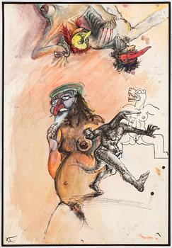 ULF RAHMBERG, Mixed media on paper, signed with monogram. Dated 1991 verso.