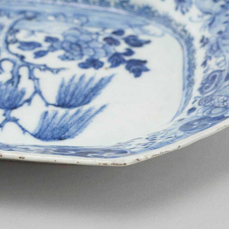 Two 18th century Chinese porcelain platters and two plates.