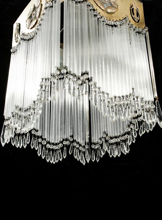A jugend ceiling lamp, early 20th century, total hight 50 cm.
