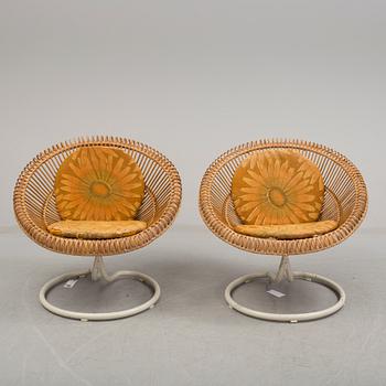 A pair of 'Rondo' rattan easy chairs from Göte-Möbler AB, 1960's.