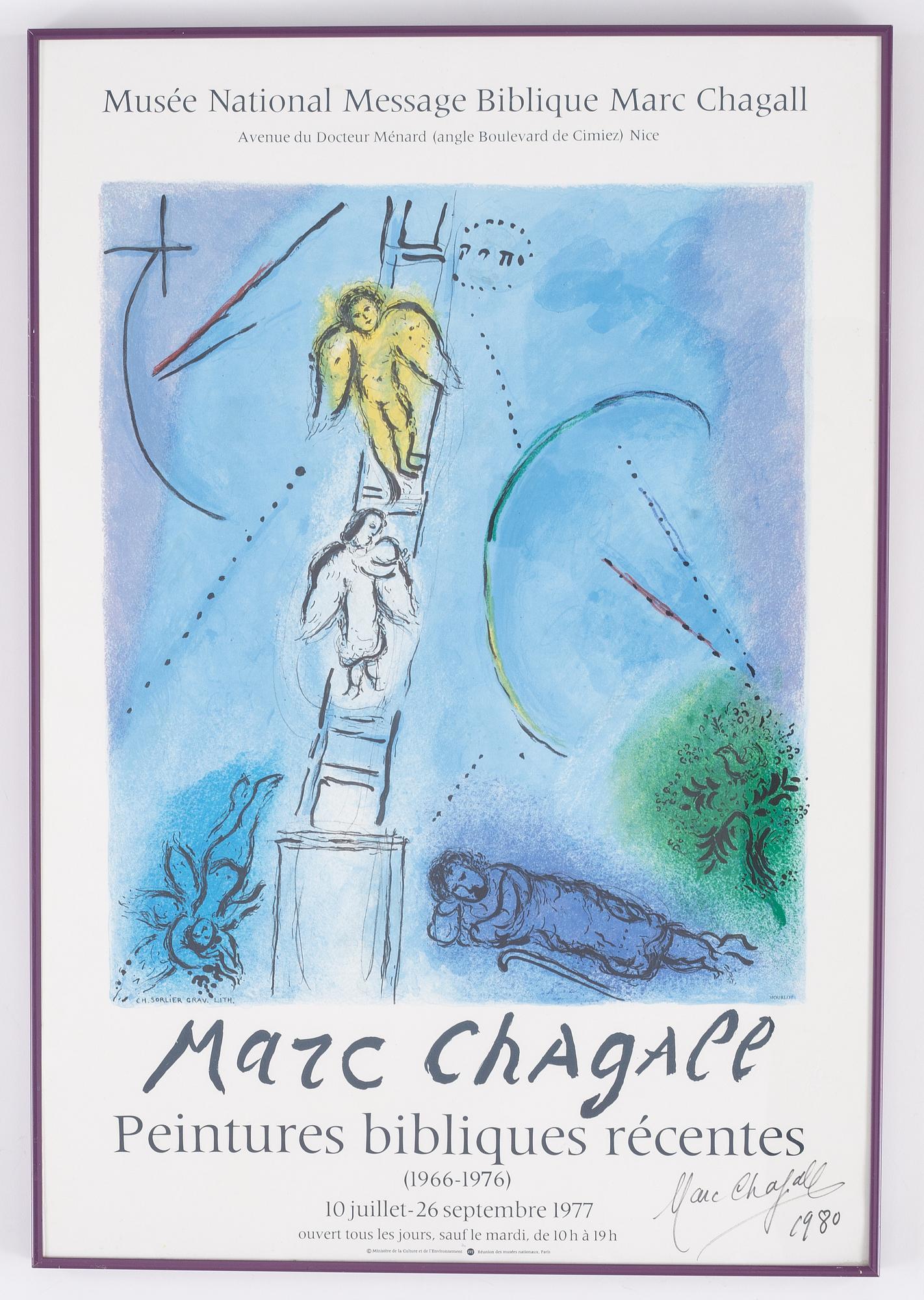 Marc Chagall, poster. Signed and dated 1980.