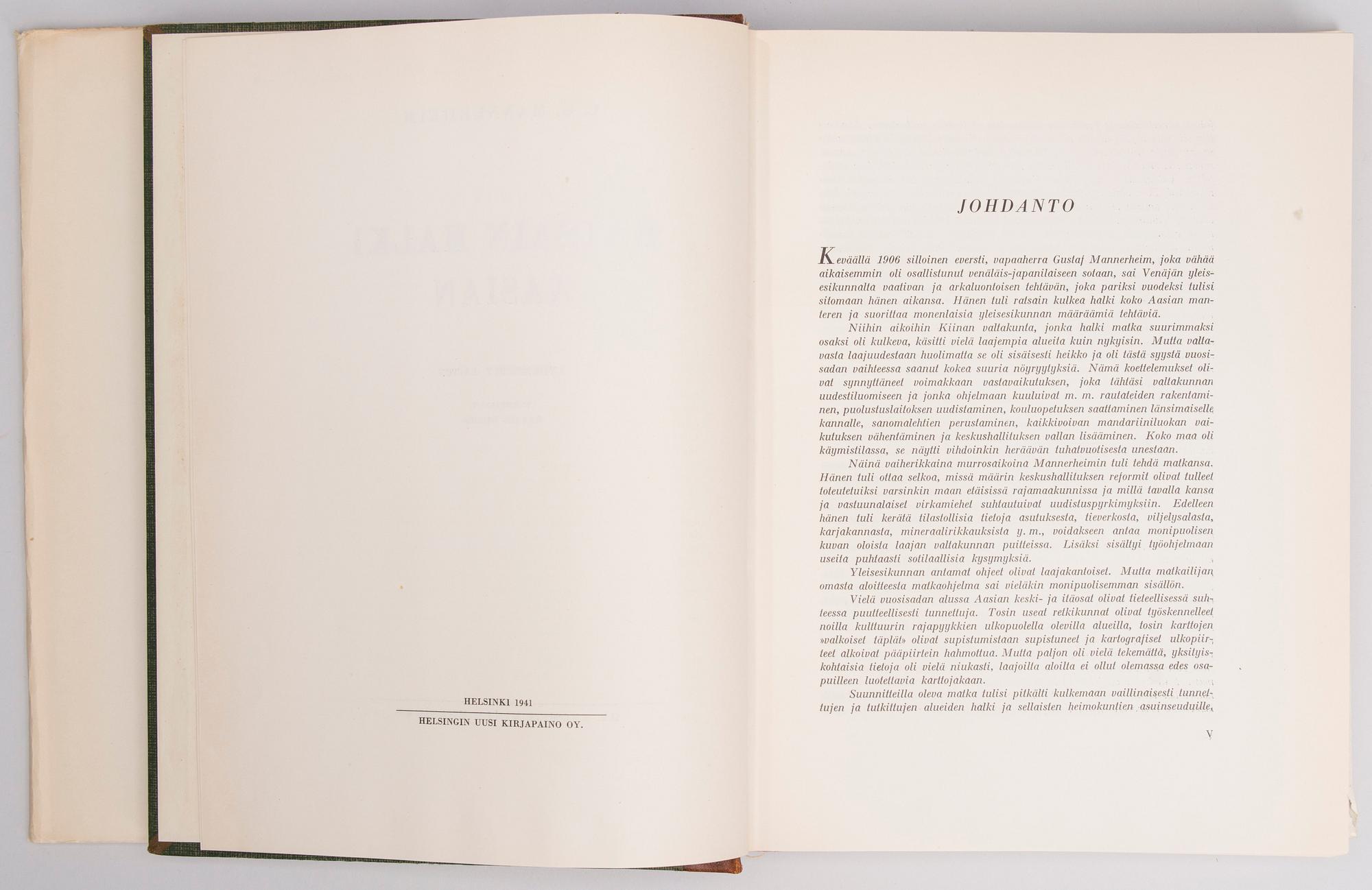 TRYCKBILD, 1940-tal, och BOK, "C. G. Mannerheim - Ratsain halki Aasian", Oy Suomen kirja, Helsingfors 1941.