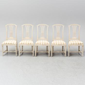 A set of five Gustavian style chairs, second half of the 20th century.