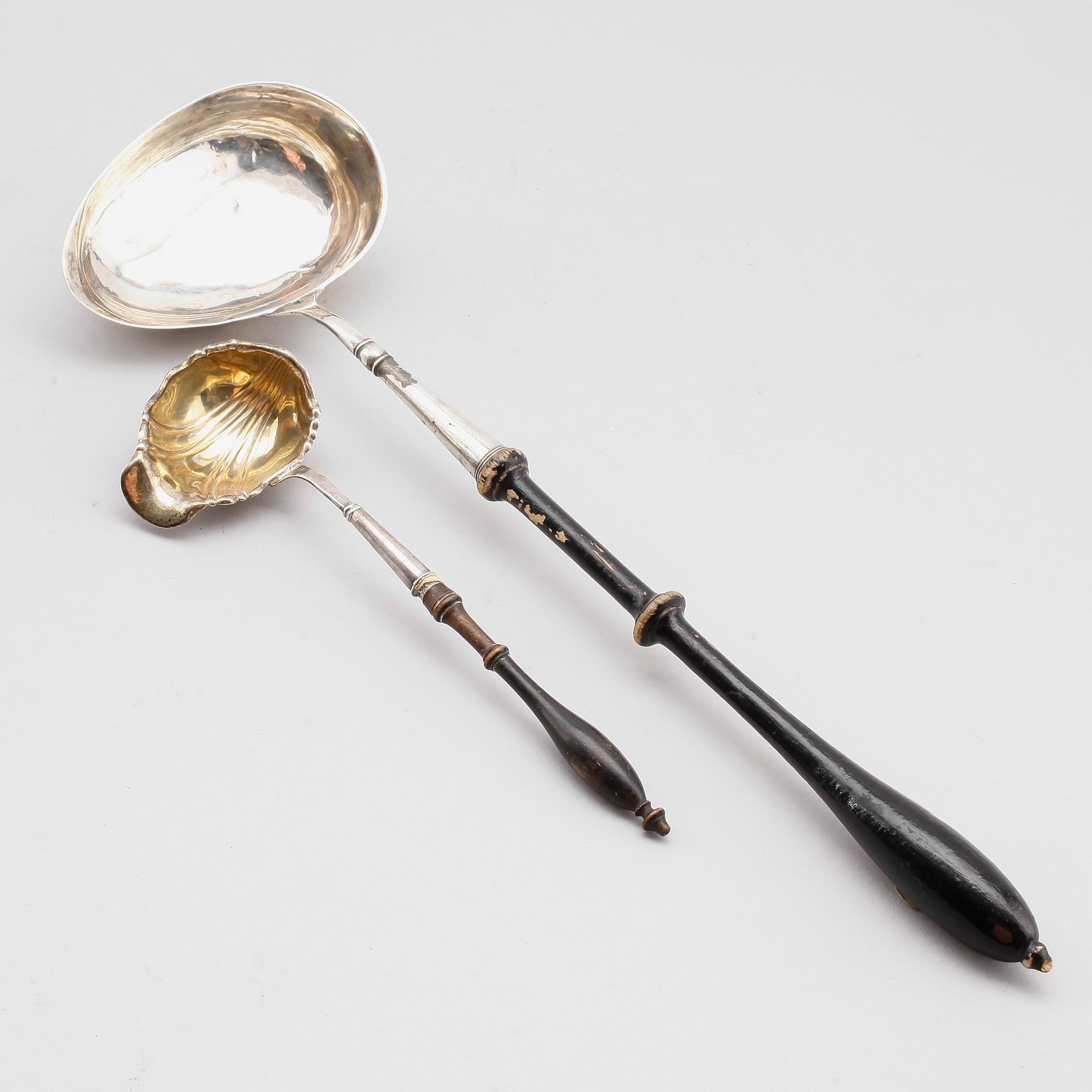 SOPPSLEVAR, 2 st, silver, 1800-tal.