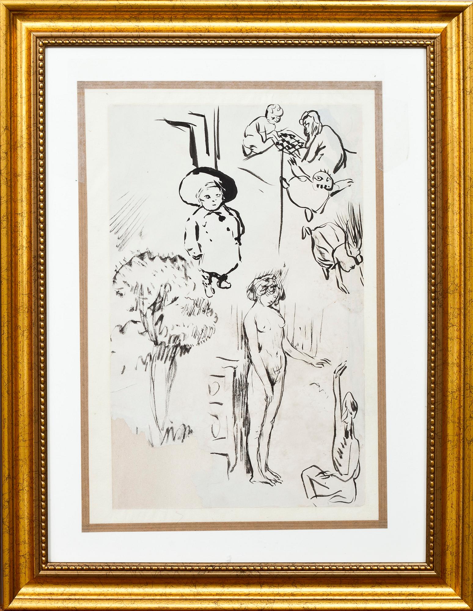 PIERRE BONNARD, Bläck på uppfodrat papper.