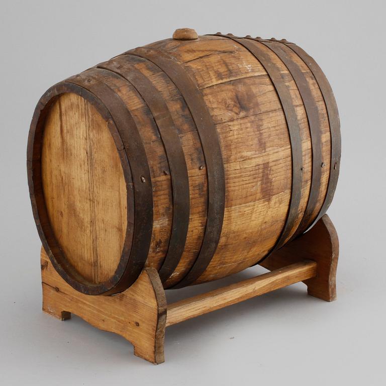 A wooden keg, made in the 20th century.