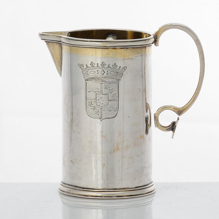 A Swedish 18th century parcel-gilt silver jug, mark of Petter Lund 1727.