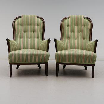 FÅTÖLJER, 1 par, "Vår Fru", Carl Malmsten, AB O.H. Sjögren, Tranås.
