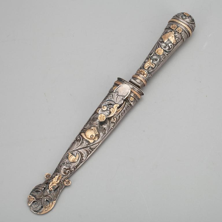 GAUCHOKNIV, silver, rostfritt stål. Argentina 1920/30-tal.