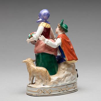 FIGURGRUPP, porslin. Neapelliknande märke, 1900-tal.