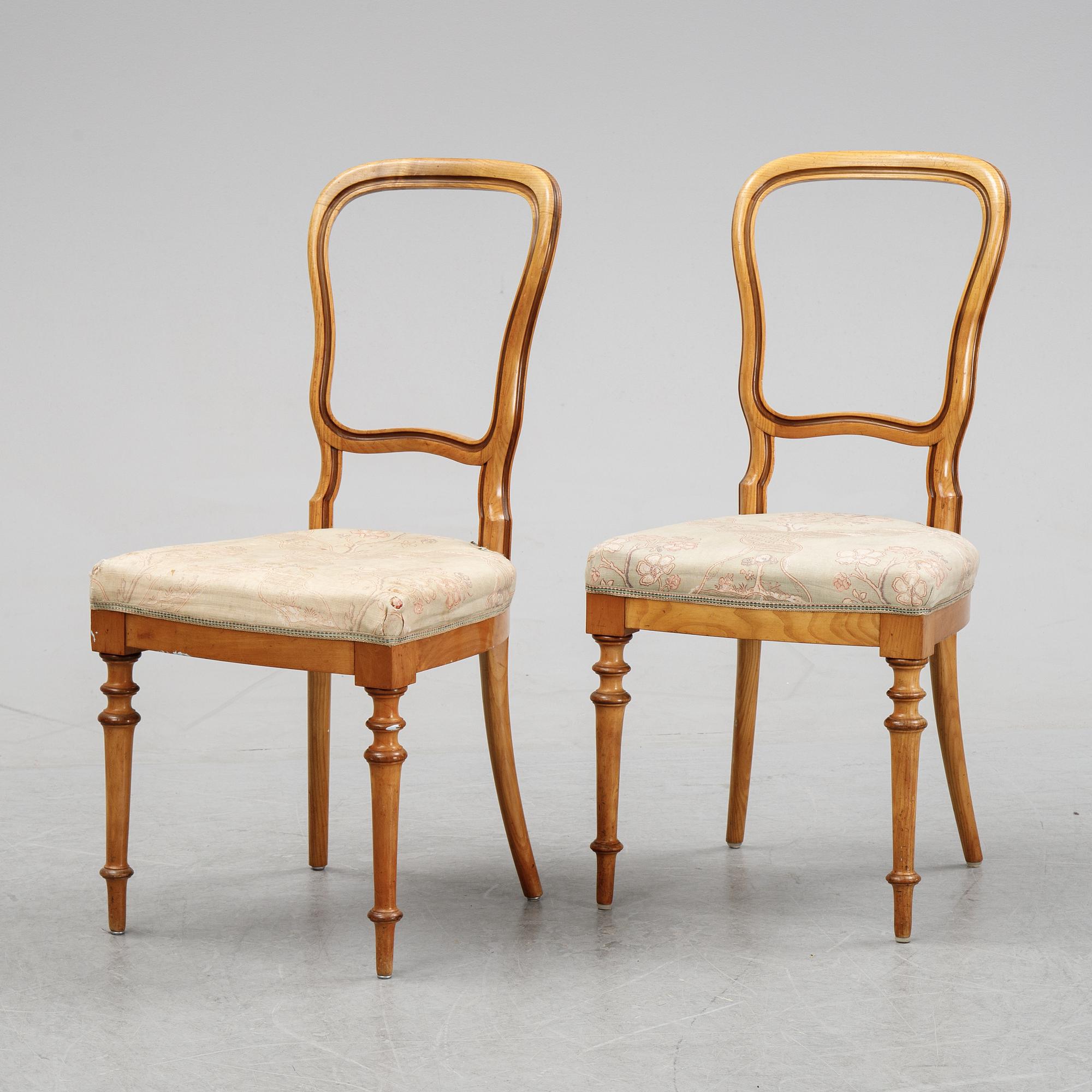 A set of six Danish Royal elm wood chairs, second half of the 19th Century.