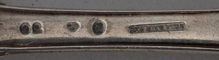 PARTI SILVER, 8 delar. B.la. Pehr Zethelius, Stockholm, 1796 o Adolf Lilja, Karlskrona,  1852. Totalvikt ca335g.