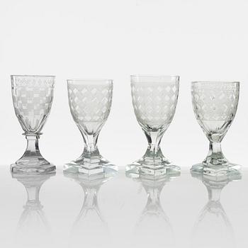 A group of 20 late gustavian liquer glasses, various manufactories, 19th century.