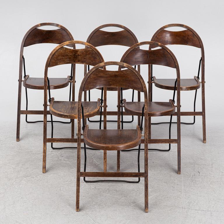 Uno Åhrén/CA Buffington, a set of six 'Bern' folding chairs, Gemla, 1930's.