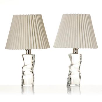 Olle Alberius, a pair of table lamps model "2214/271", Orrefors, 1960-70s.