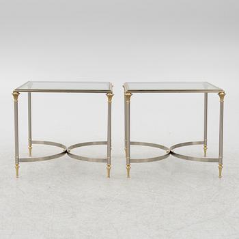 A pair of brass and glass sidetables, mid20th/second half of the 20th century.