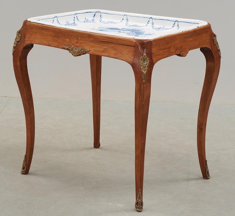 A Swedish Rococo Rörstrand faience tea table dated 1765.