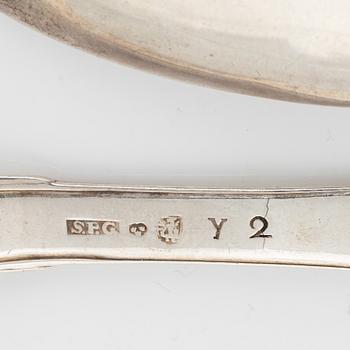 Swedish early 19th century silver spoons, 10 pieces.