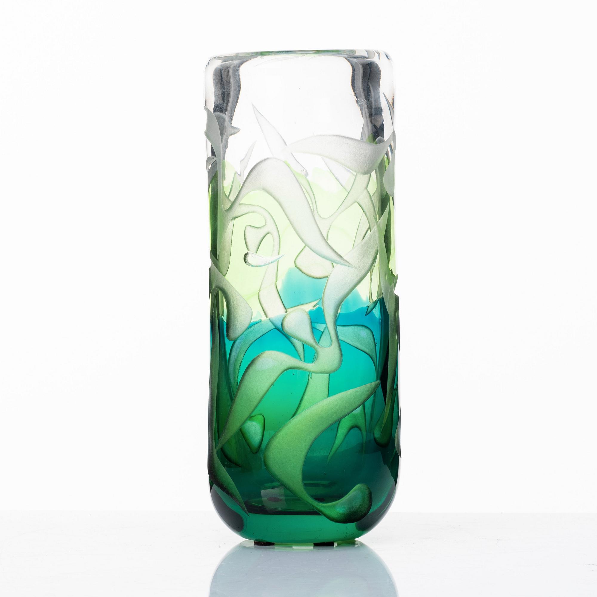 Vicke Lindstrand, a unique blasted glass vase, Kosta, Sweden 1950-60-s.