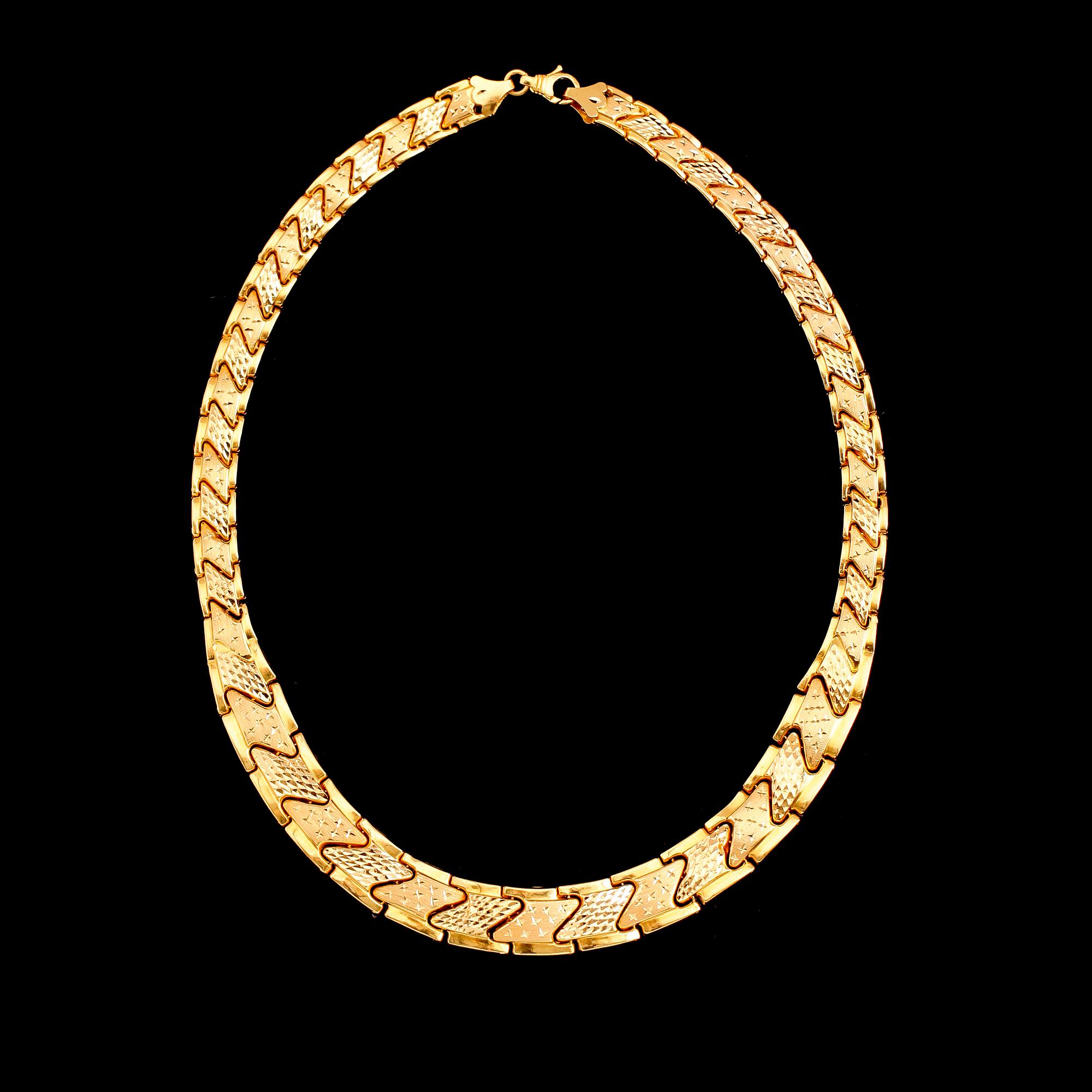 COLLIER, 22 k guld, fantasilänk. Vikt ca 49 g.