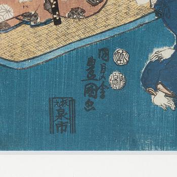 Utagawa Kunisada, woodblock print in coloirs, Japan, ca. 1851.