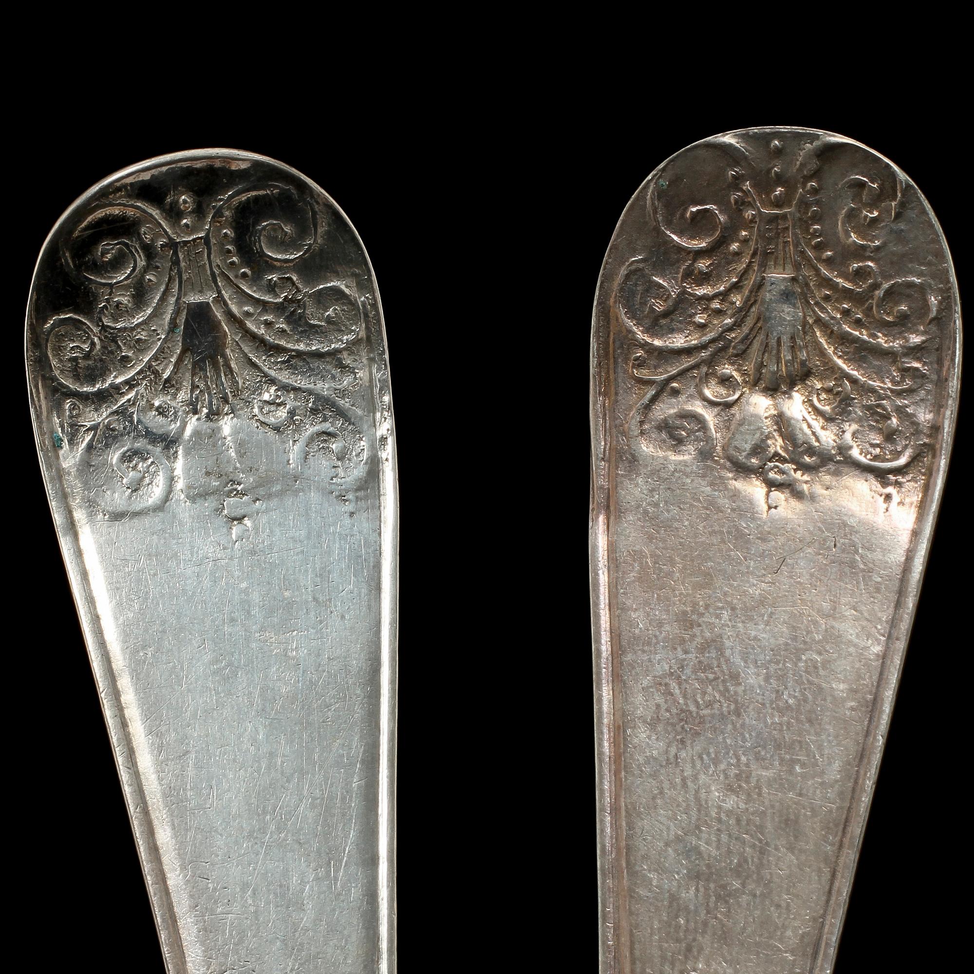 MATSKEDAR, 8 st, silver, 1800-tal, vikt 340 g.