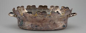 GLASSKÖLJARE, försilvrad mässing, trol. Frankrike 1700-tal.