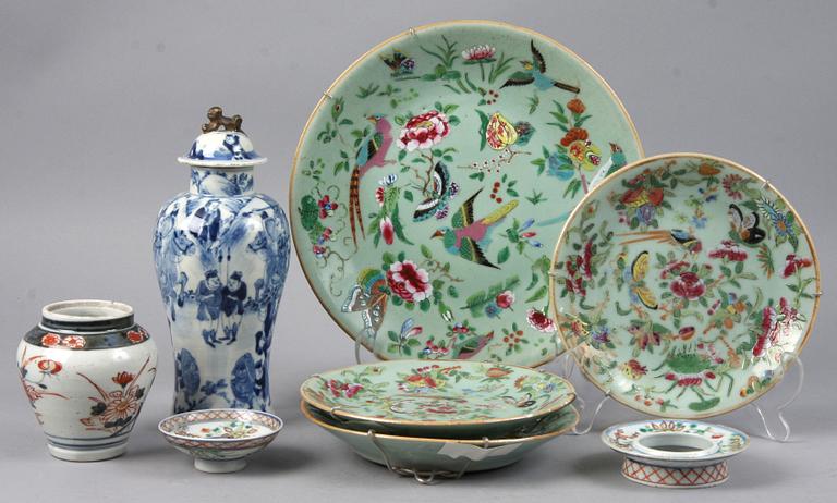 PARTI PORSLIN, 8 delar, porslin, Kina samt Japan, 1700/1800-tal.