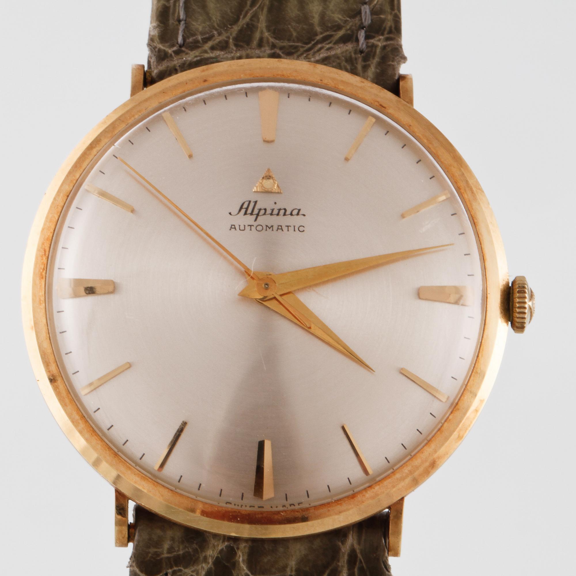 ARMBANDSUR, Alpina, guld på stål, ca 1960-tal.