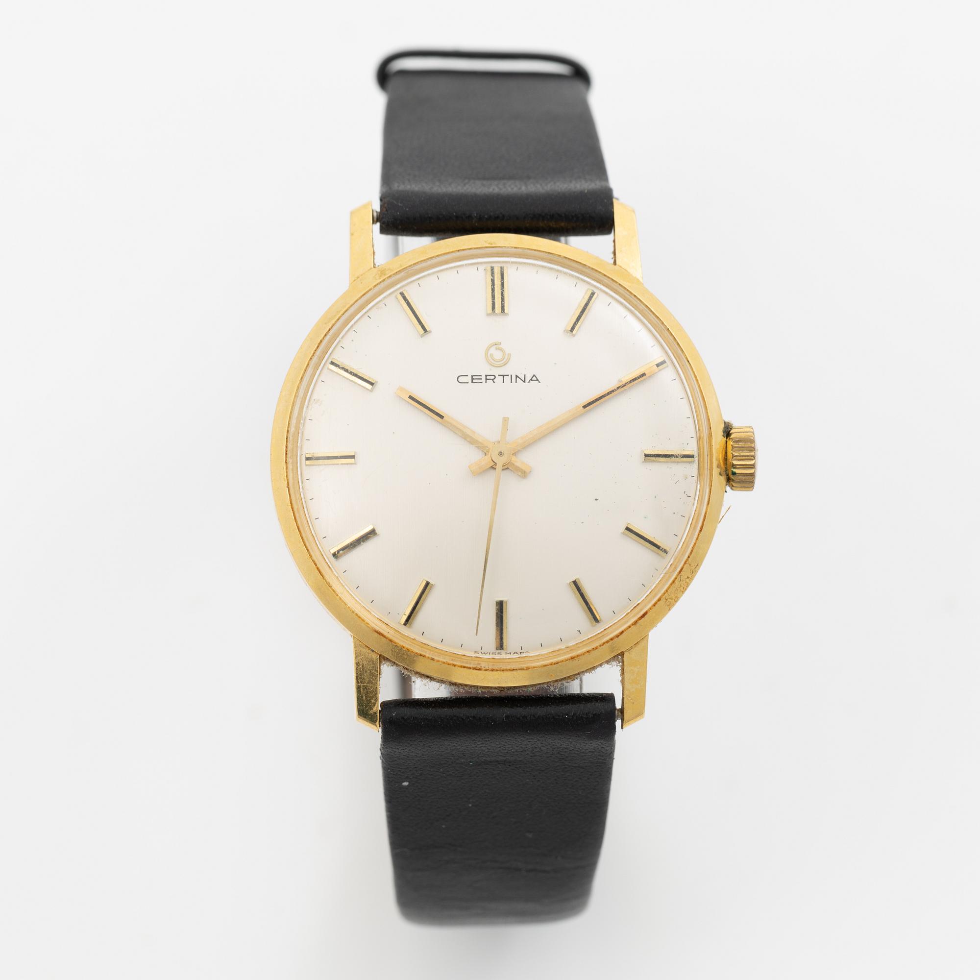 Certina, wristwatch, 18K gold, 34 mm.