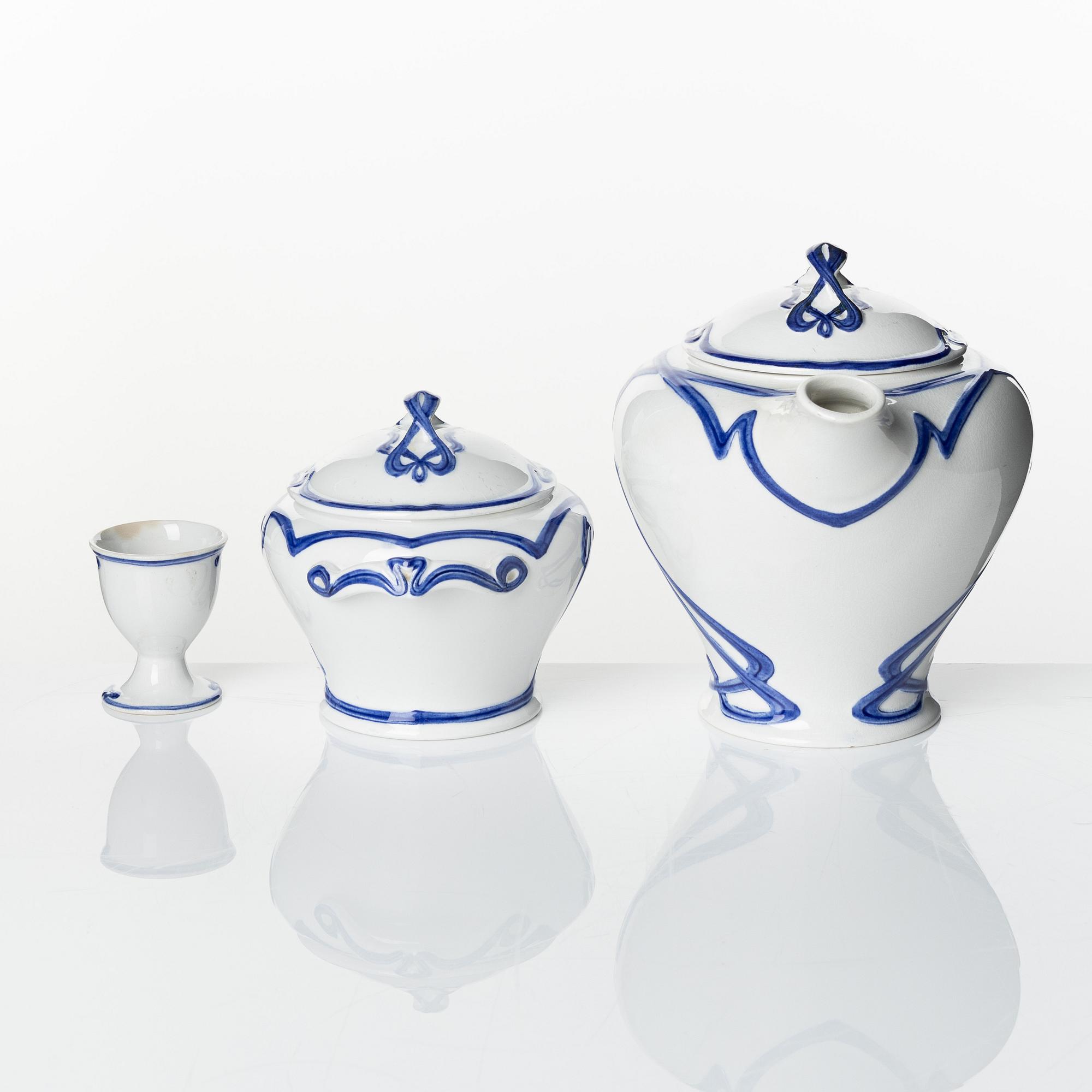 Villeroy & Boch, servis, 15 delar "Blaue Olga" Dresden, jugend, tidigt 1900-tal.