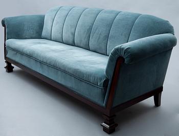 SOFFMÖBLEMANG, 4 delar, design Birger Hahl, tillverkat av Centralfängelset i Helsingfors, 1920-tal. Etikettmärkta.