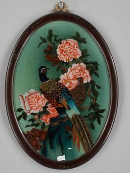 OKÄND KONSTNÄR, 3 st, glasmålningar, Kina, 1800/1900-tal.