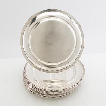 Dinner plates 12 pcs GAB silverplate mid-20th century.