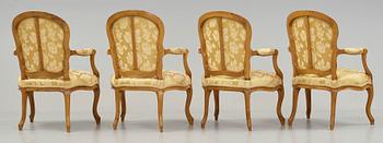 Four armchairs by Georges Jacob (master in Paris 1765-1814), Louis XV, 18th century.