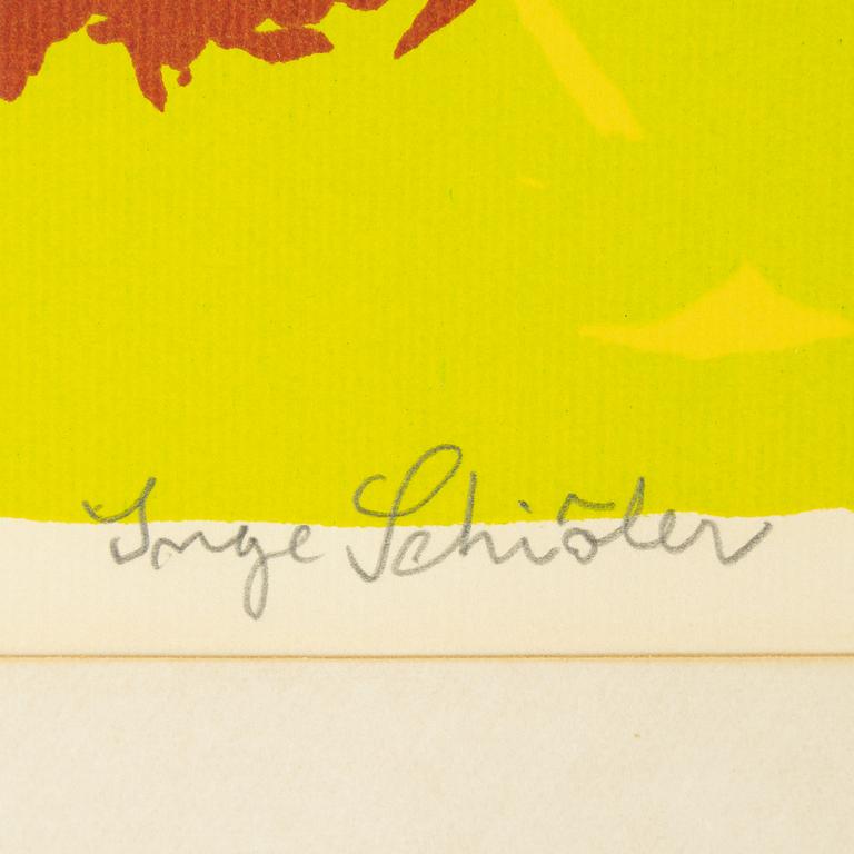 Inge Schiöler, screenprint in color, signed archive example.