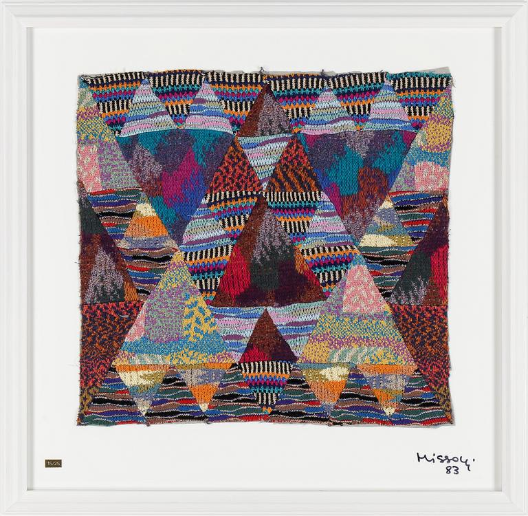 OTTAVIO MISSONI, stickad multipel, textil på plexiglas, signerad, daterad -83 och numrerad 15/25.