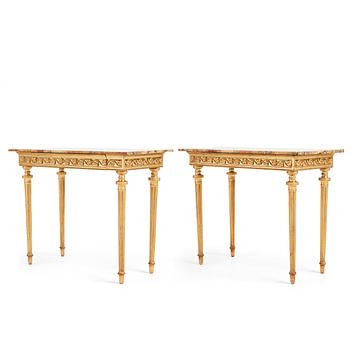 A pair of late Gustavian console table by P Ljung.