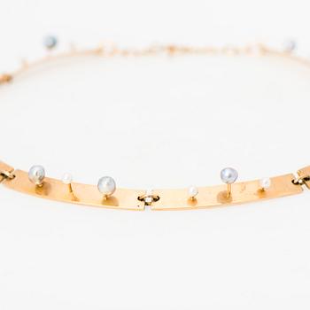 HALSSMYCKE, odlade pärlor, 14K guld.