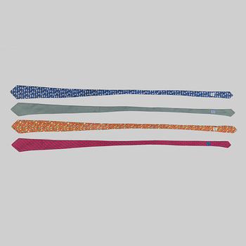 A set of four silk ties by Hermès.