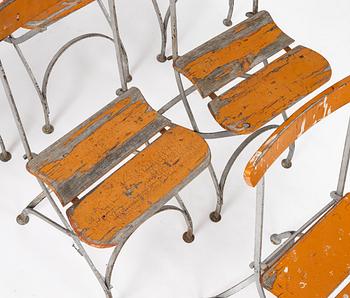 Trädgårdsstolar, sex stycken, samt bord, Brygerserien, Grythyttan, 1900-talets mitt.