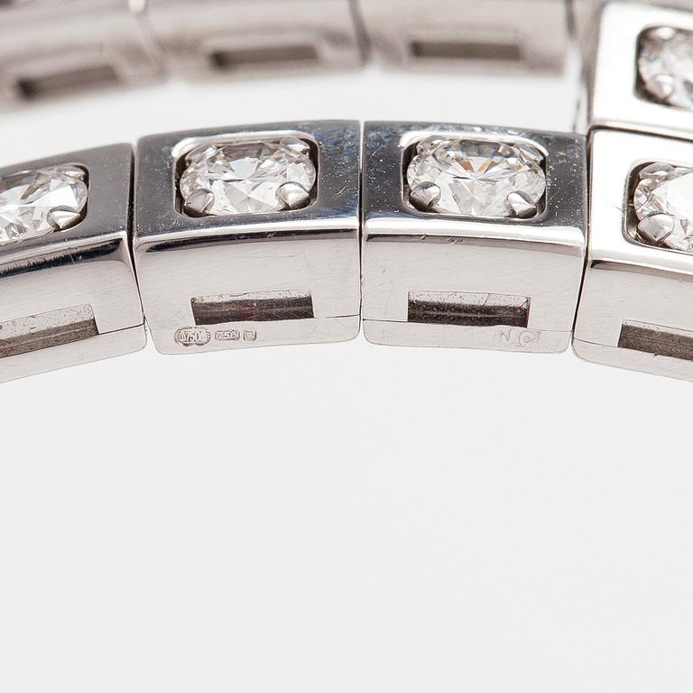 Cartier, Rannekoru "Tectonique", 18K valkokultaa, briljanttihiottuja timantteja n. 11.90 ct yht. Merkitty CT6808, JC.