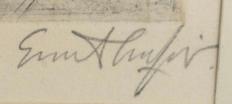 Evert Lundquist, dry point etching, 1955, signed and numbered 3/50.